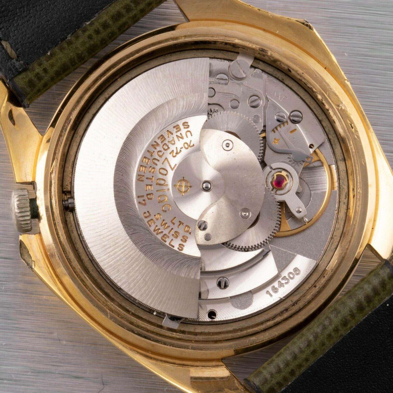 Vintage 60s Zodiac Olympos 703-918 Gold Filled Satin Mystery Dial