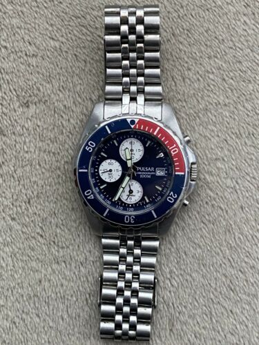 Pulsar Seiko 7T62-X058 Pepsi Diver Chronograph Alarm Watch New