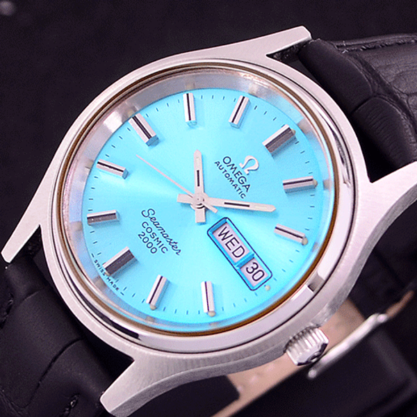 VINTAGE OMEGA SEAMASTER COSMIC 2000 AUTOMATIC SKY BLUE DIAL DAY DATE MEN S WATCH WatchCharts Marketplace