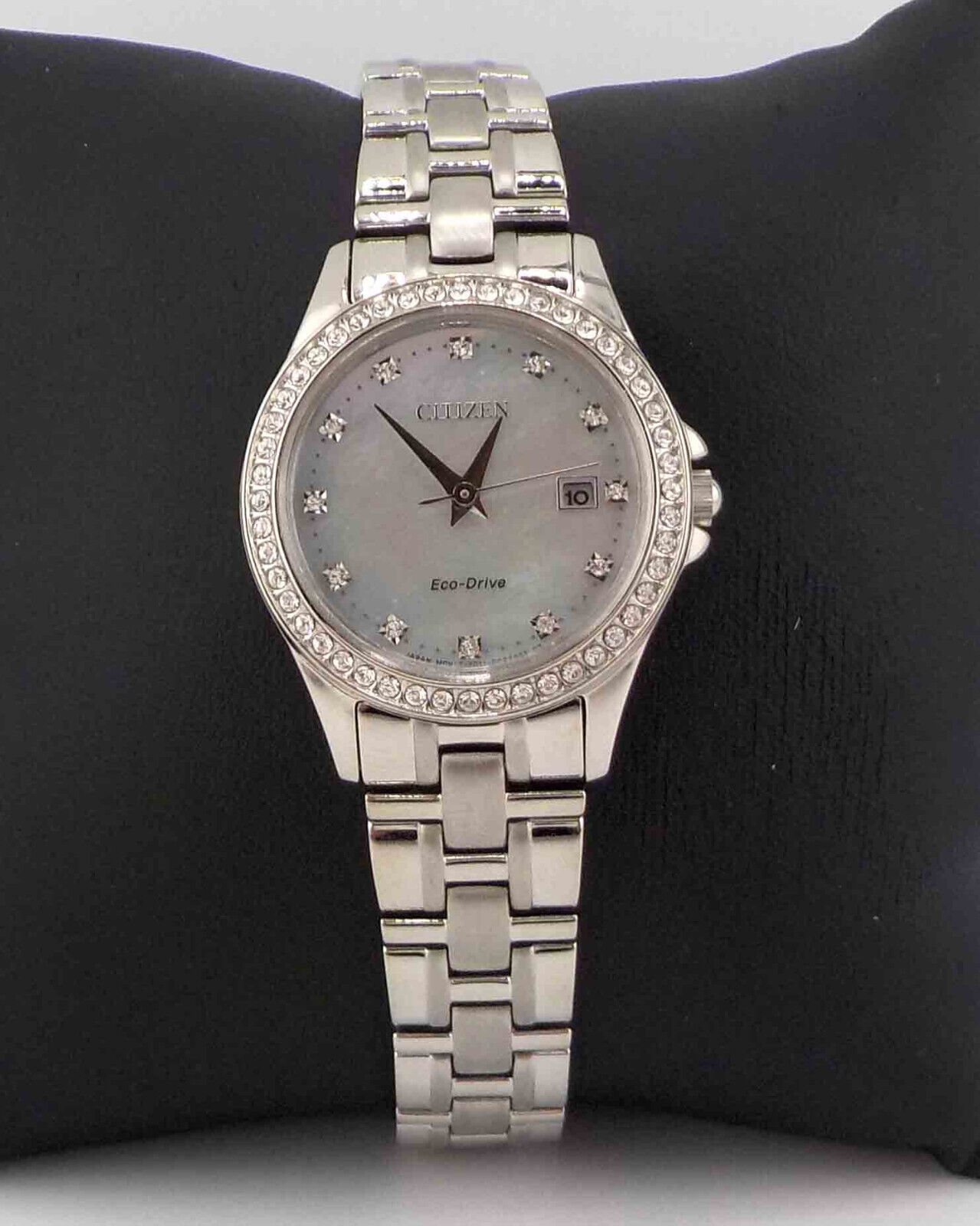 Eco-Drive Ladies Silhouette MOP Two-Tone Steel Watch *SEE DESC CITIZEN SILHOUETTE CRYSTAL MOP LADIES ECO-DRIVE WATCH EW1841  main image 2