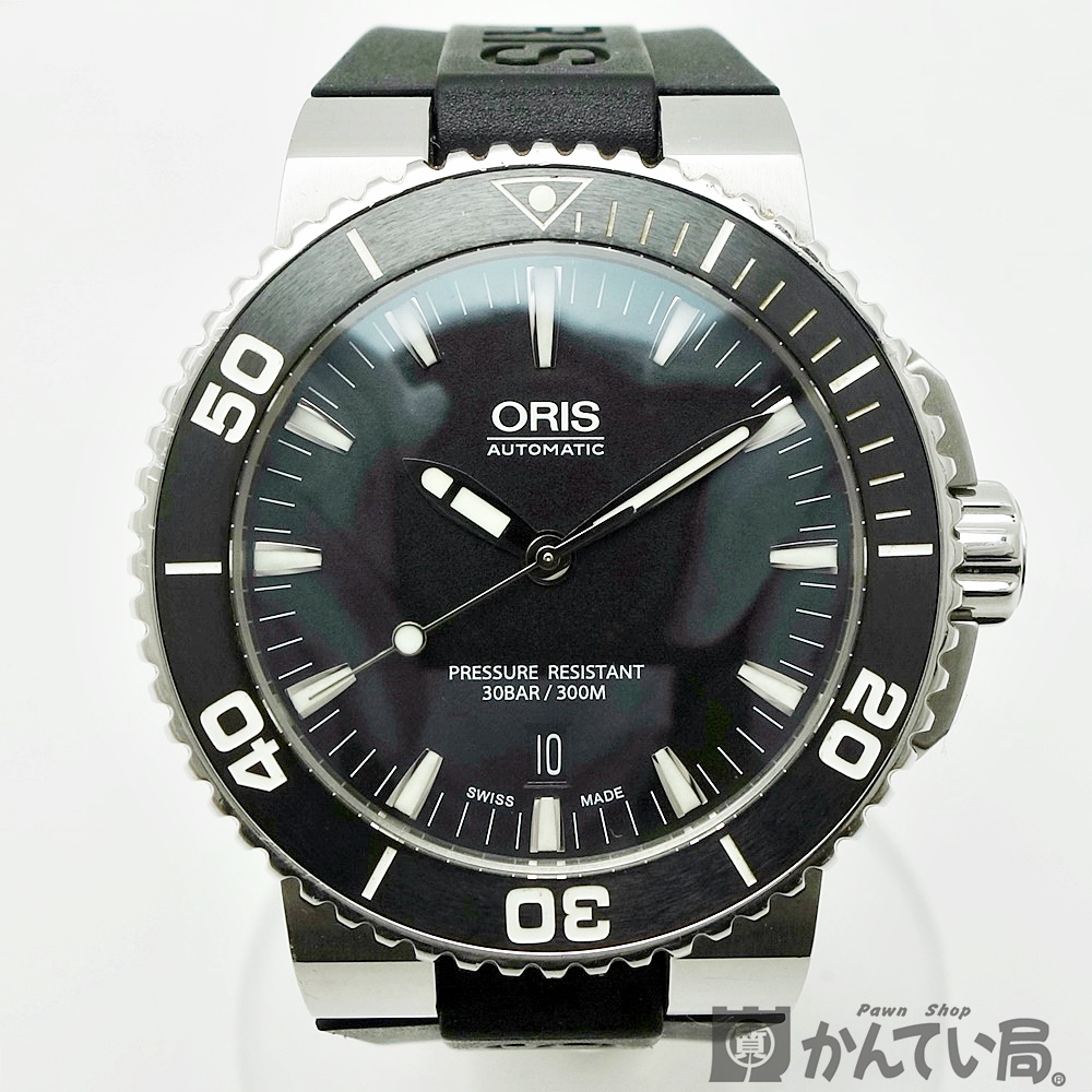 USED B ORIS Oris 01 733 7653 4154 AQUIS Aquis Date Silver x Black