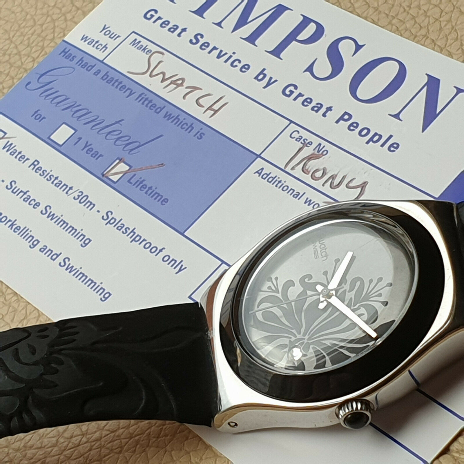 Swatch Irony,2006,Black Flower YLS146 with life time battery  display picture 3