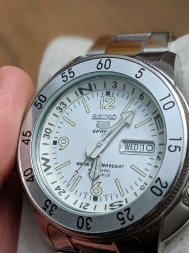 SEIKO 5SPORTS 7S36-01E0 Day Date White Atlas Automatic Winding Men's Watch  | WatchCharts