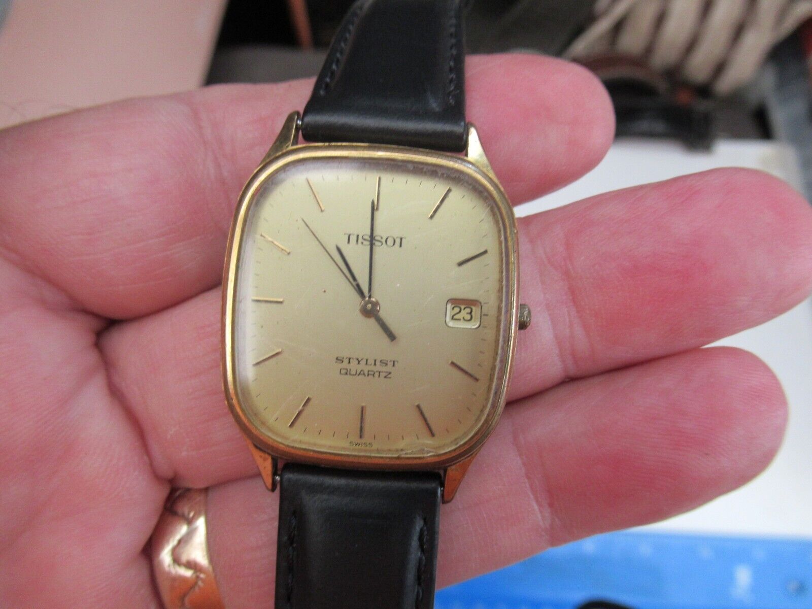 Tissot stylist gold watch hot sale