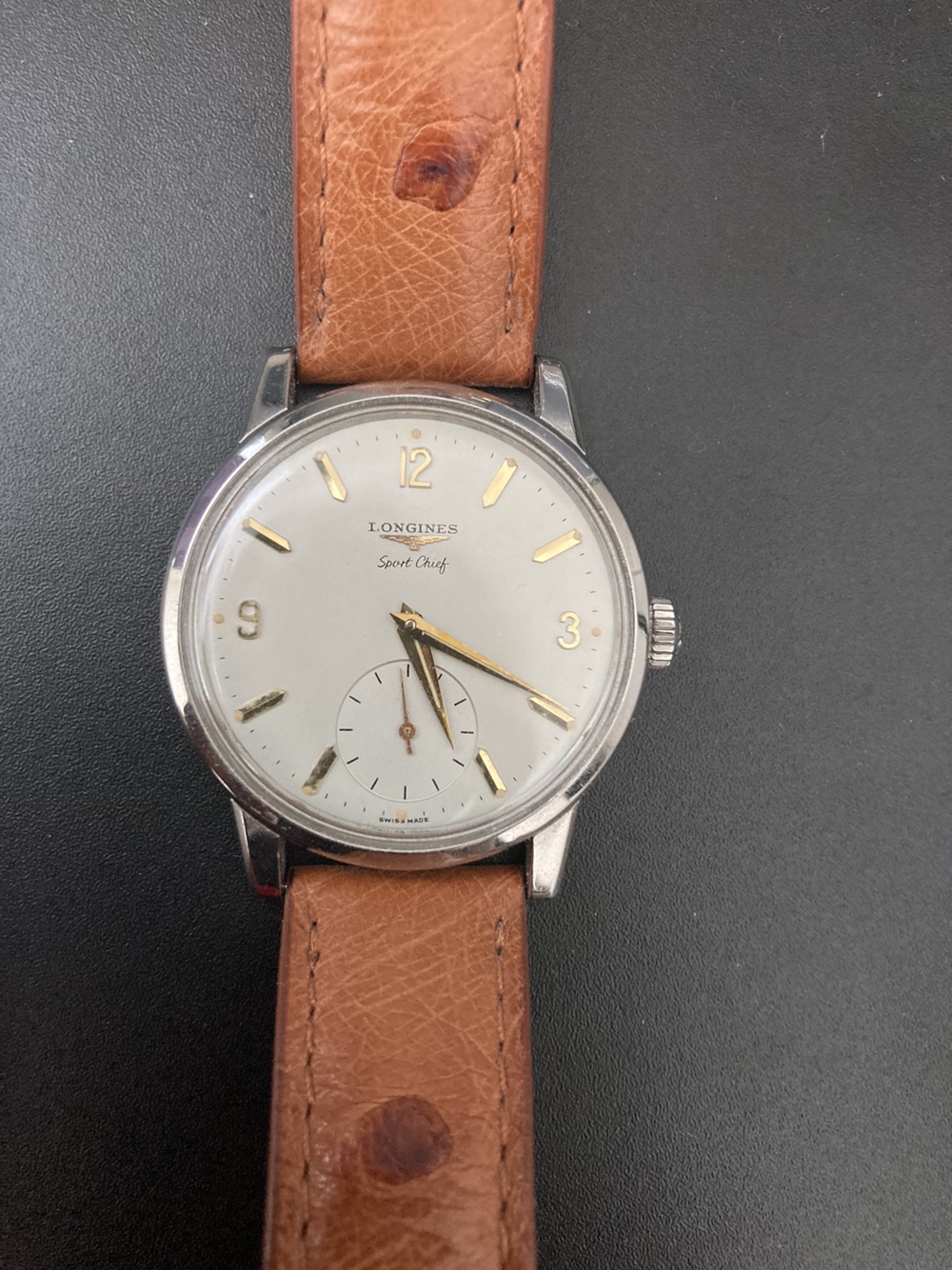 WTS Vintage Longines Sport Chief Manual Wind Sub Second Dial