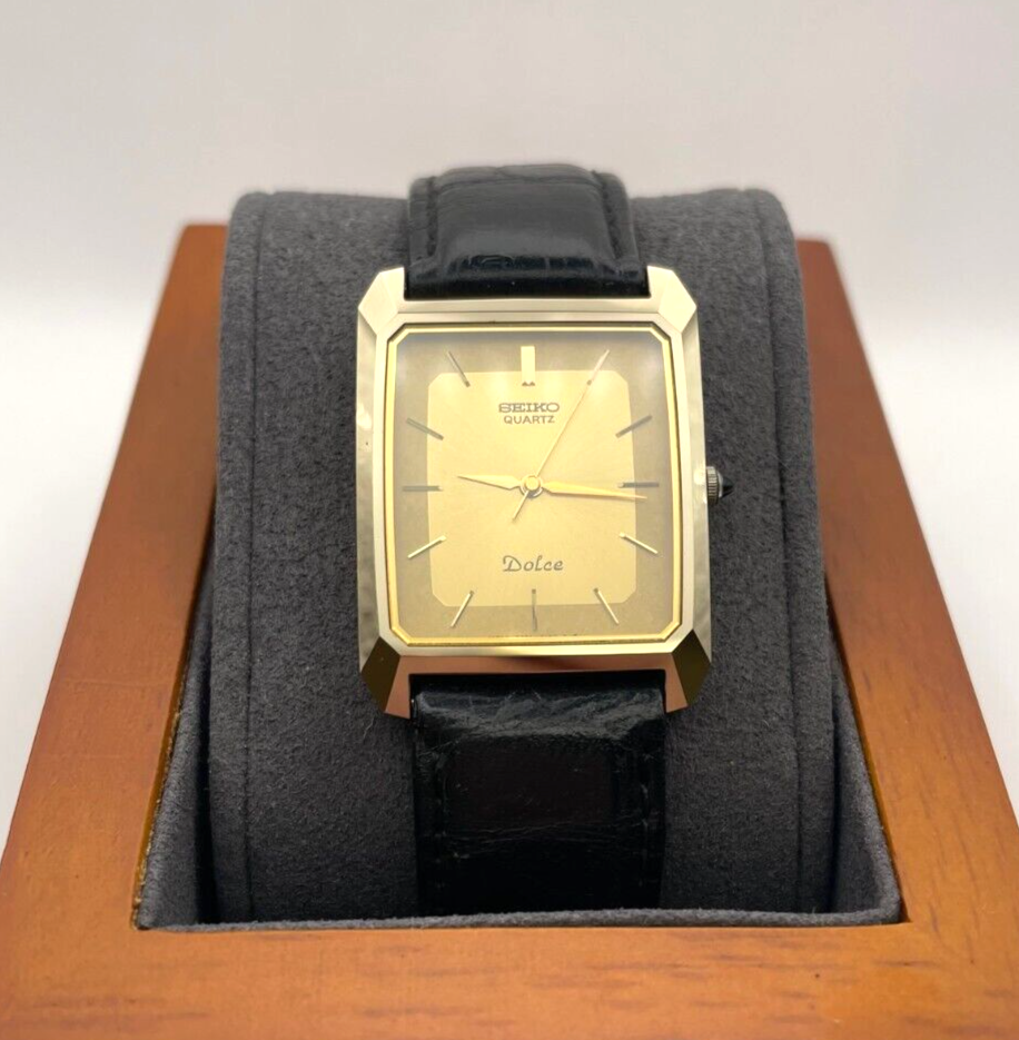 w051] Seiko Dolce Watch 7731-5150 Mens Quartz Tungsten Gold Black