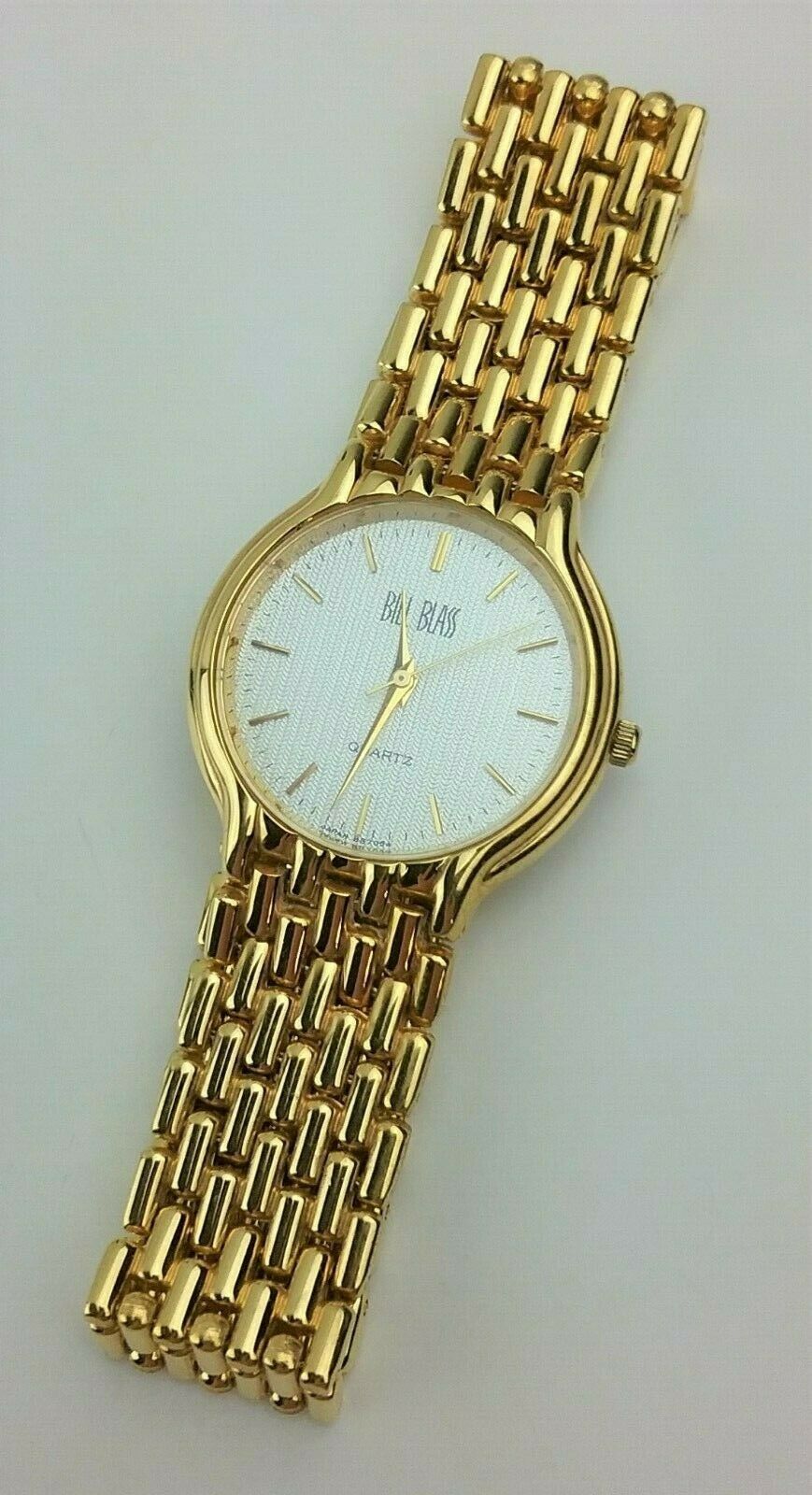 Bill Blass Mens Quartz Watch Gold Tone Large Face Hong Kong