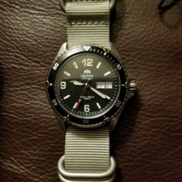 Orient Mako Ii Black With Grey Nato Strap Watchcharts