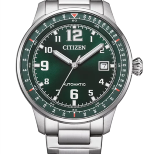 CITIZEN NJ0190 Orologio Automatico Da Uomo, Cassa In Acciaio 40mm, Quadrante Argento Con Numeri Arabi, Bracciale In Acciaio, Impermeabile 10 ATM