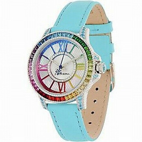Judith Ripka Rainbow Diamonique Stainless Steel Leather 