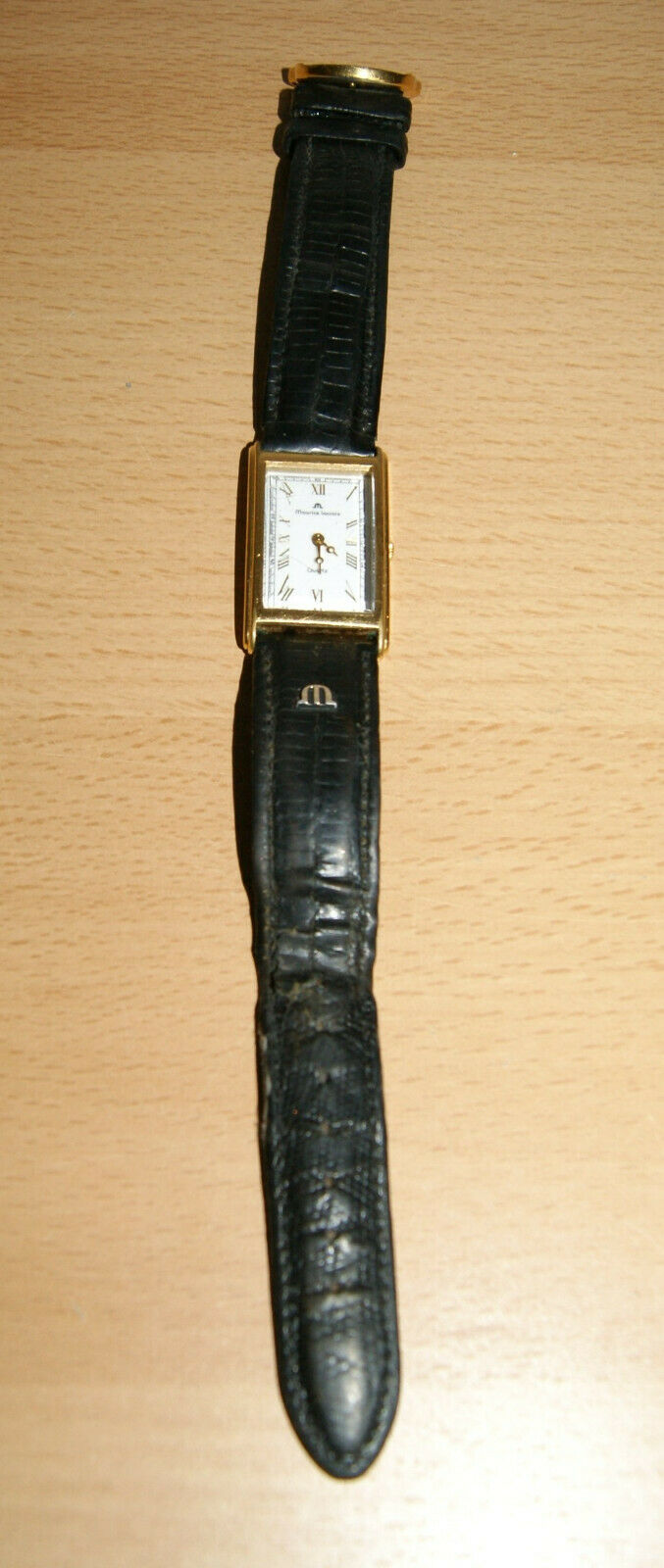 Maurice Lacroix Uhr rechteckig r mische Ziffern Gold Quartz Les