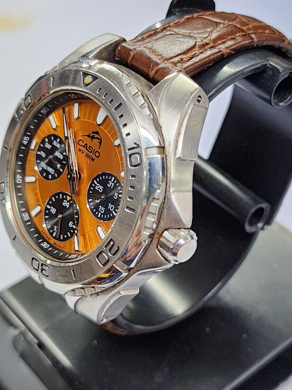 Working Casio MDV-301 2364 Men's Multi-Function Diver Orange Dial