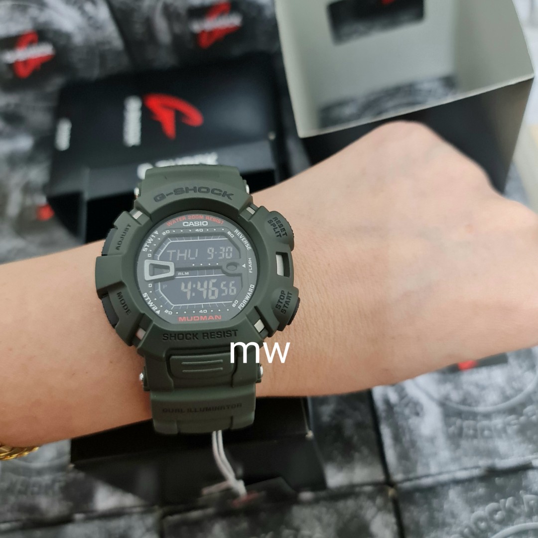 Original g shock olive green g9000 g-9000 g-9000-3dr mudman men's