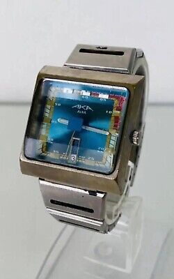 Seiko Men's Watch Alba AKA Blue V733-5A40 Day Date Cut Glass