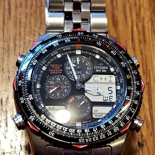 Citizen Navihawk GN-4-S C300 World Time Chronograph Men's Watch