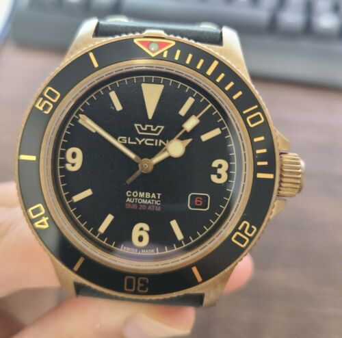 Glycine Men's GL0265 Combat Sub 42 Vintage Bronze Black Dial