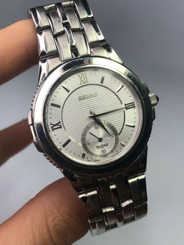 Non Working Seiko Men s 6G28 00B0 Steel Quartz Watch For Parts or