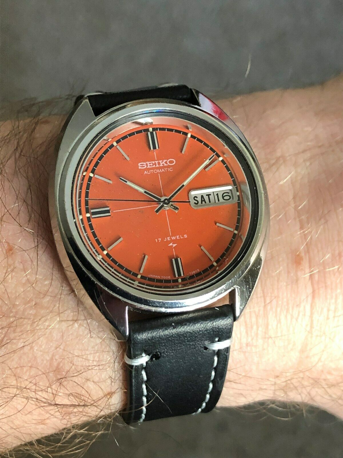 Vintage Seiko 7006 7159 orange dial automatic February 1973
