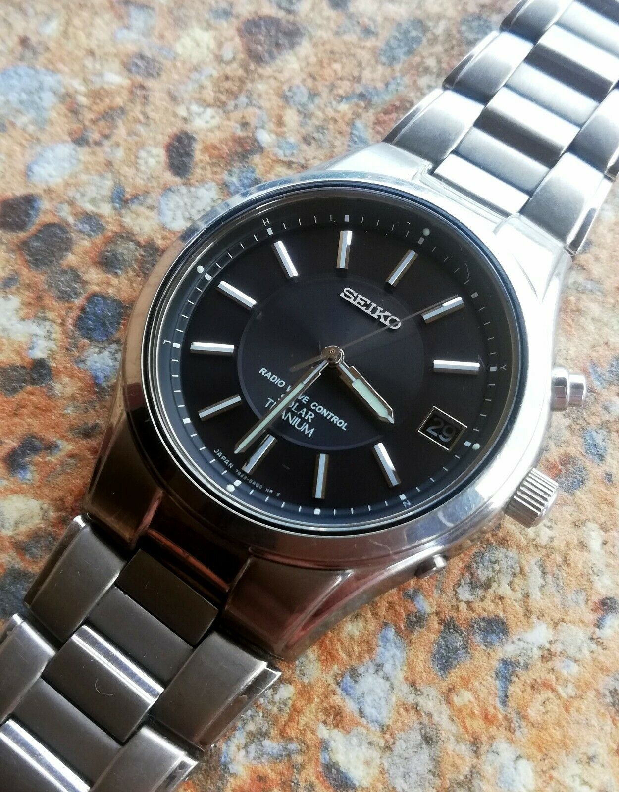 Men's Seiko Quartz 7B22 0AD0 Titanium Solar Radio Wave
