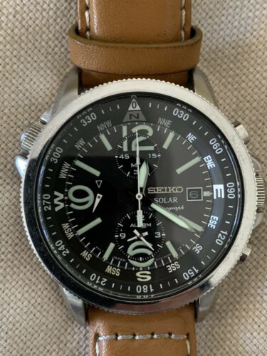NEW SEIKO Men's Solar Chronograph Compass Black Dial Watch SSC081P1 No  Manual | WatchCharts