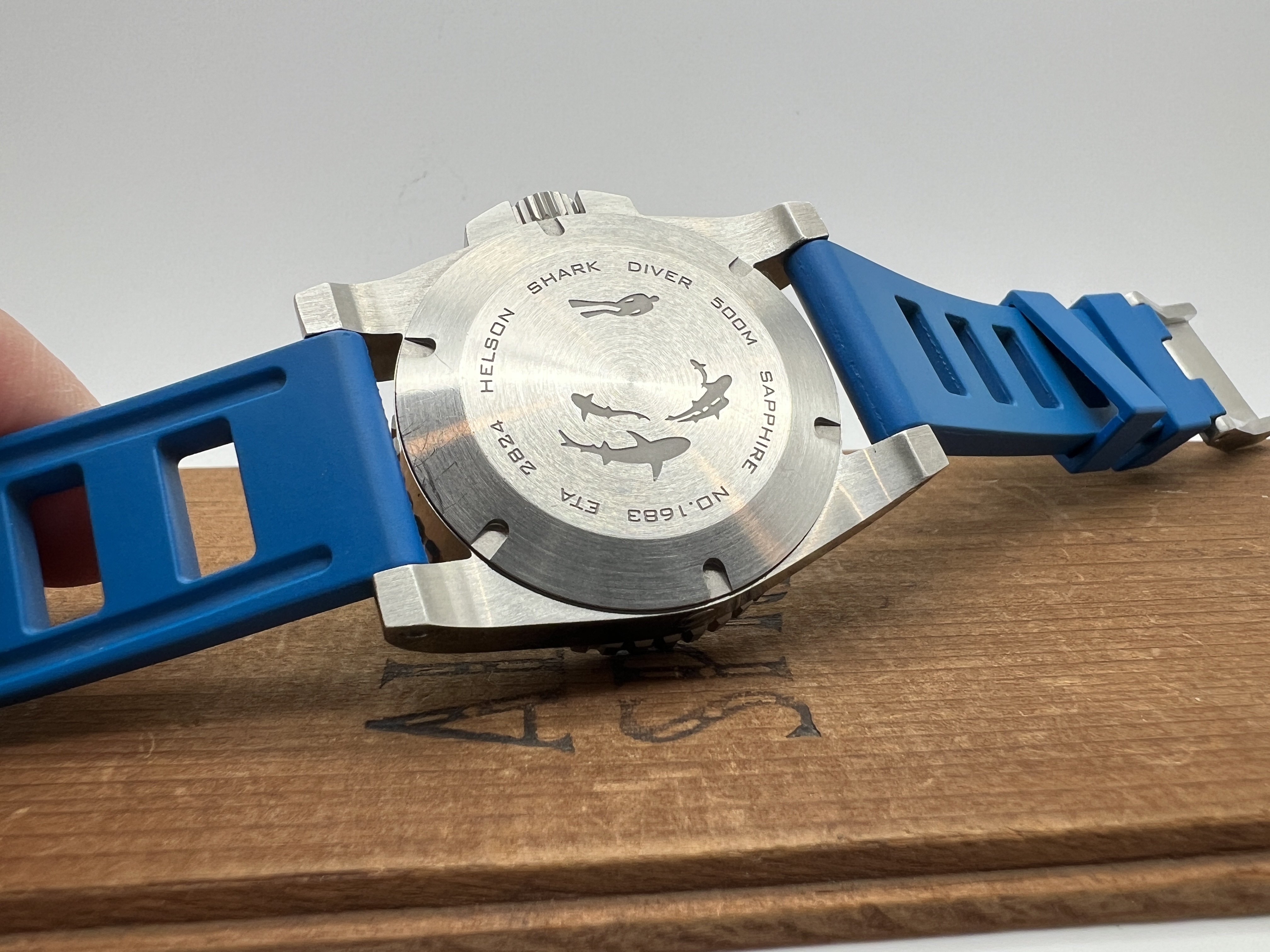 435 USD For Sale Blue Helson Shark Diver 42mm SS