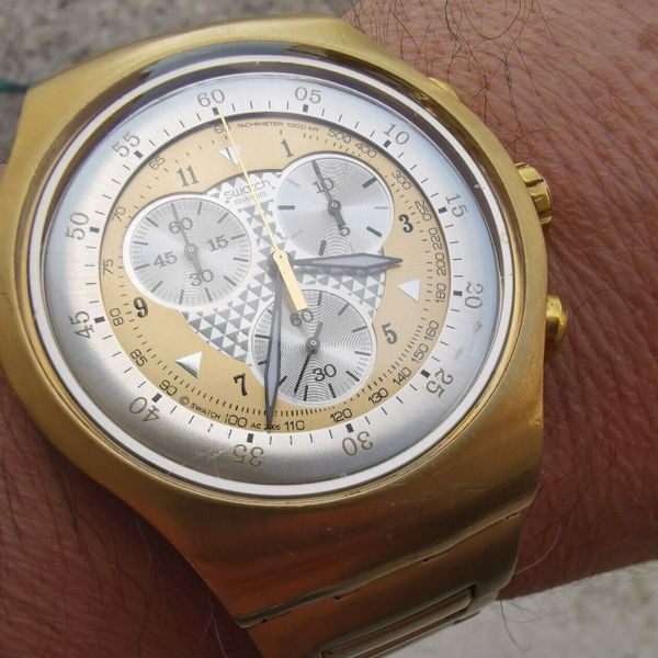 Swatch Irony the Chrono XL yog100 golden chest. yog100g