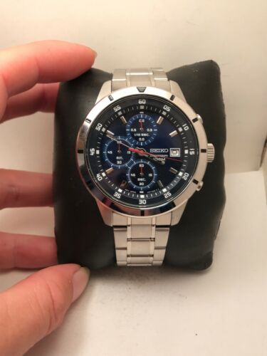 seiko chronograph 100m blue dial