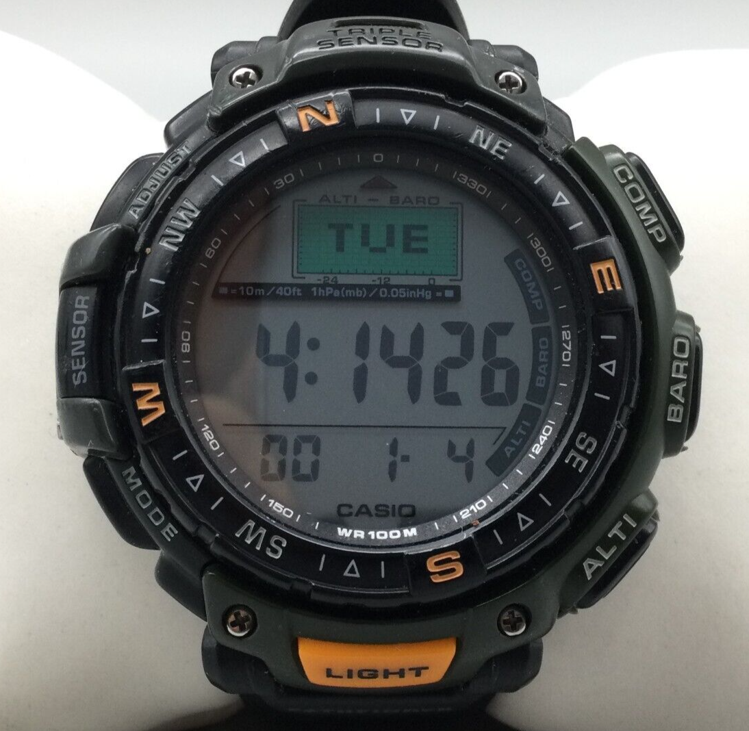 Casio PAG-240 Pathfinder Watch 3246 - Multi-Function Sport - Black - Used |  eBay