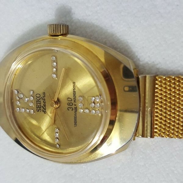 Seiko Electra Vintage 360 Unbreakable Mainspring Gold Tone With Diamonds  12/6 | WatchCharts