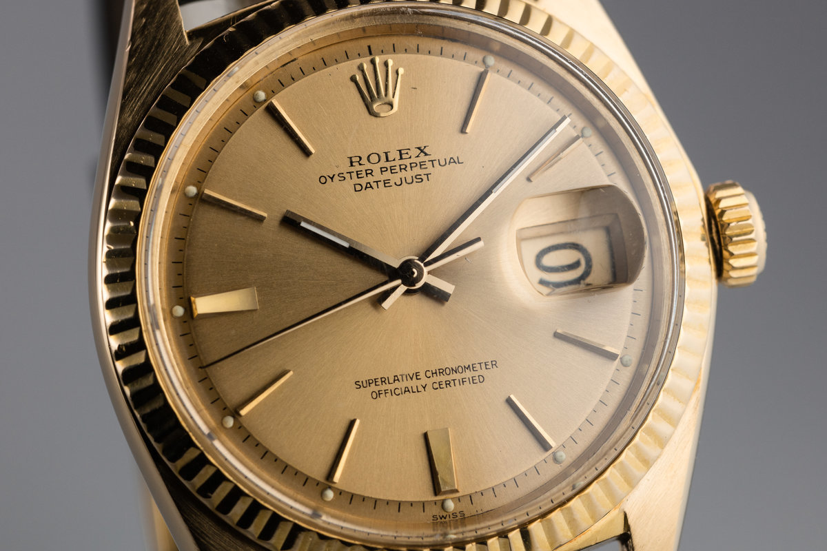 1963 Rolex 18K Yellow Gold DateJust 1601 with Box and Papers