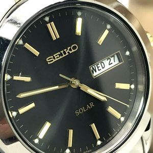 Seiko Solar SNE047 Two Tone Men's Black Dial Day Date Watch V158-0AB0 FOR  REPAIR | WatchCharts