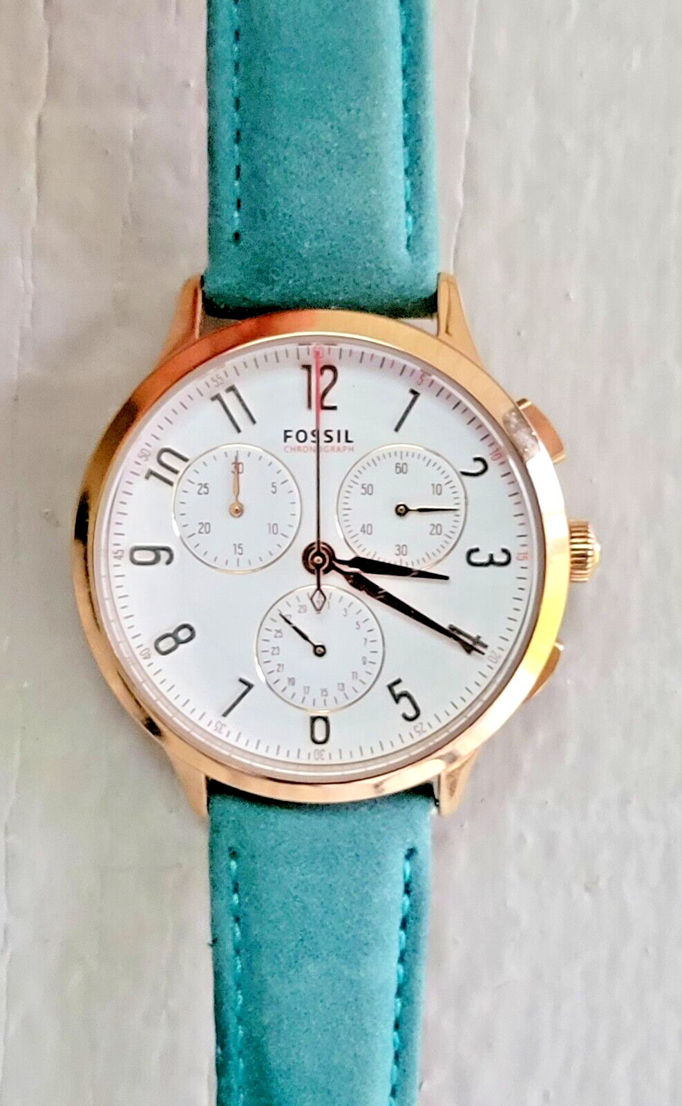Fossil‎ Abilene Chronograph Teal Leather Strap Watch CH3089- New Battery! Fossil Abilene Chronograph Teal Leather Strap Watch CH3089  main image 4