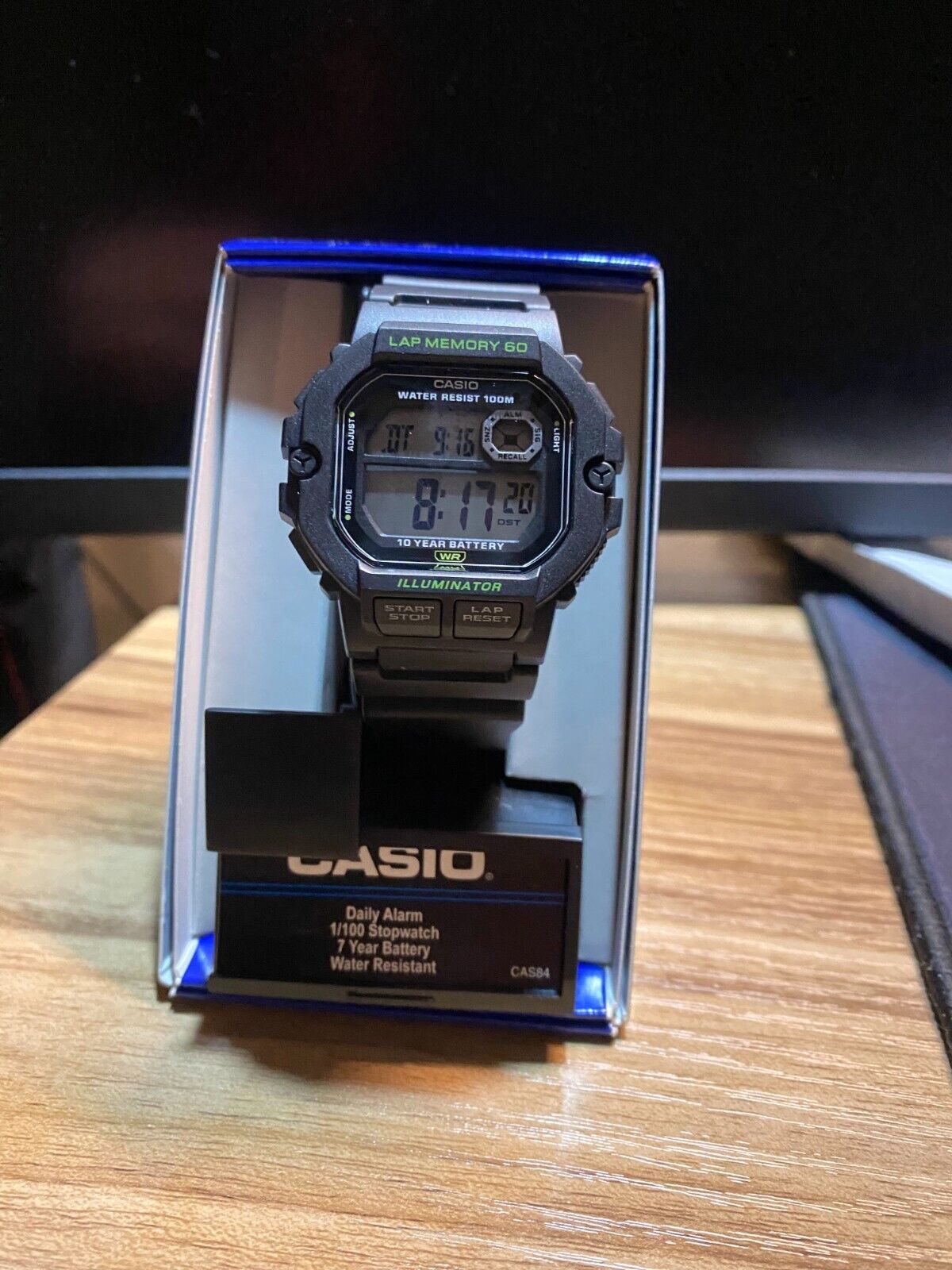 Casio LED Illuminator Lap Memory Black Resin Men's Sports Watch WS