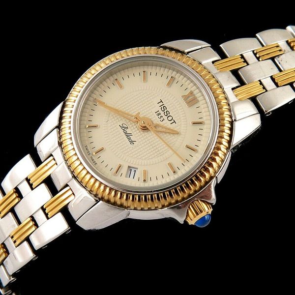 Ladies 2 Tone Tissot Ballade C416 516 Quartz Date Wrist Watch Watchcharts