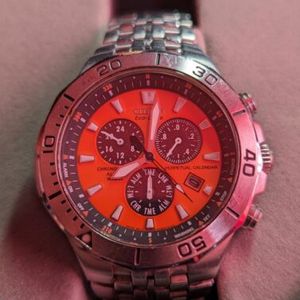 CITIZEN MEN'S ECO DRIVE BL5280-52X PERPETUAL CALENDAR RARE ORANGE