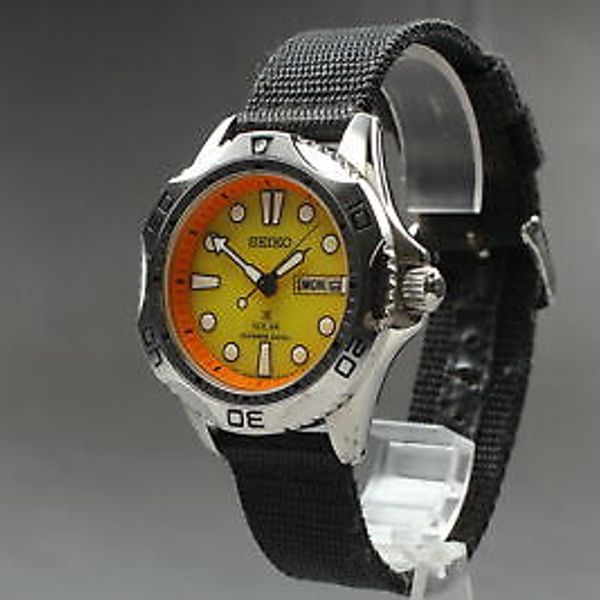 Exc+5] SEIKO V158-0AE0 SNE109 Solar Orange Air Diver's 200m Mens