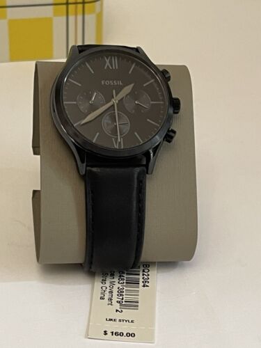 Fossil Men s Fenmore Multifunction Black Leather Watch NIB BQ2364