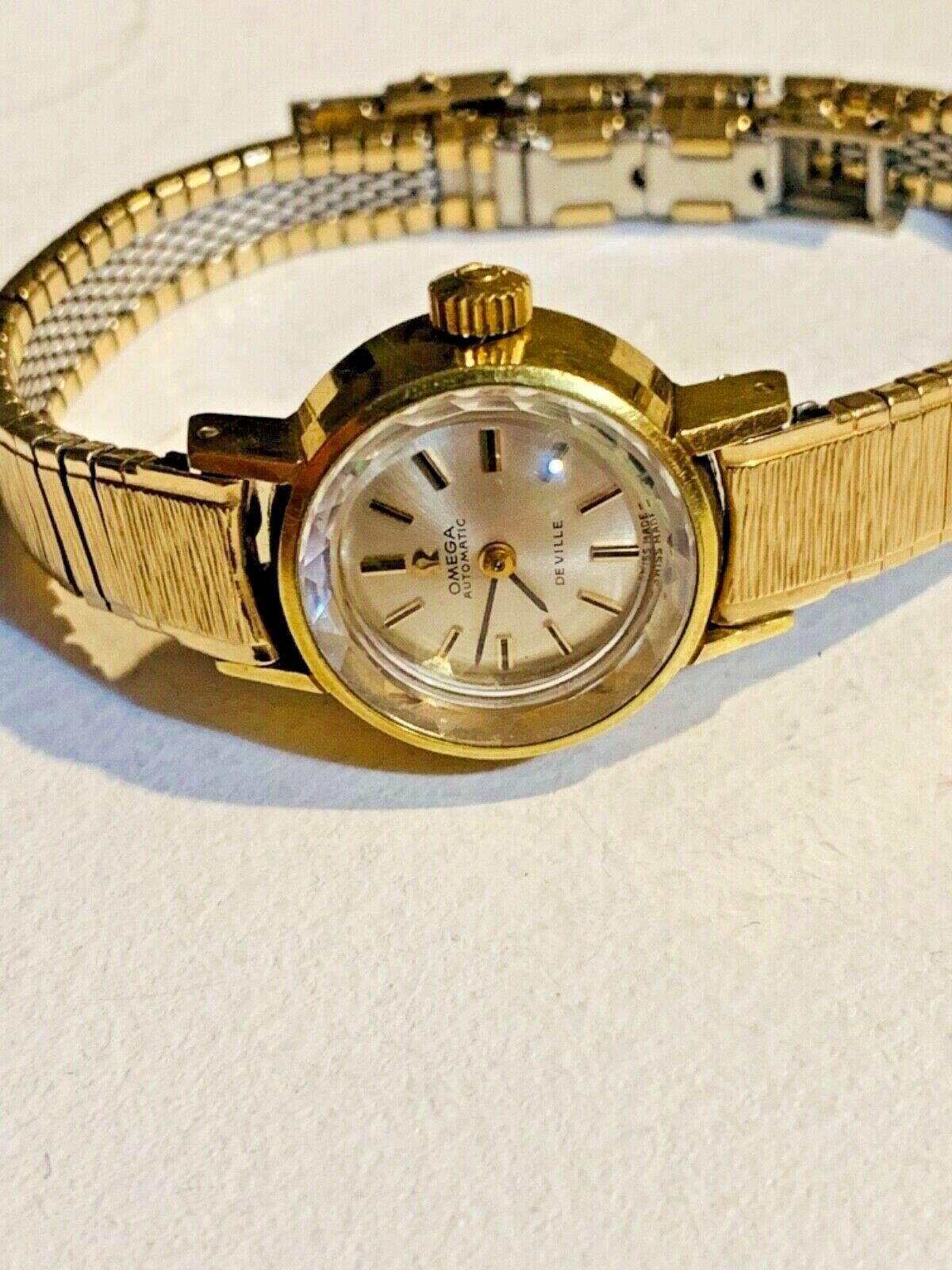 Vintage Omega Deville Automatic 24 jewel Cut Glass Ladies Wrist