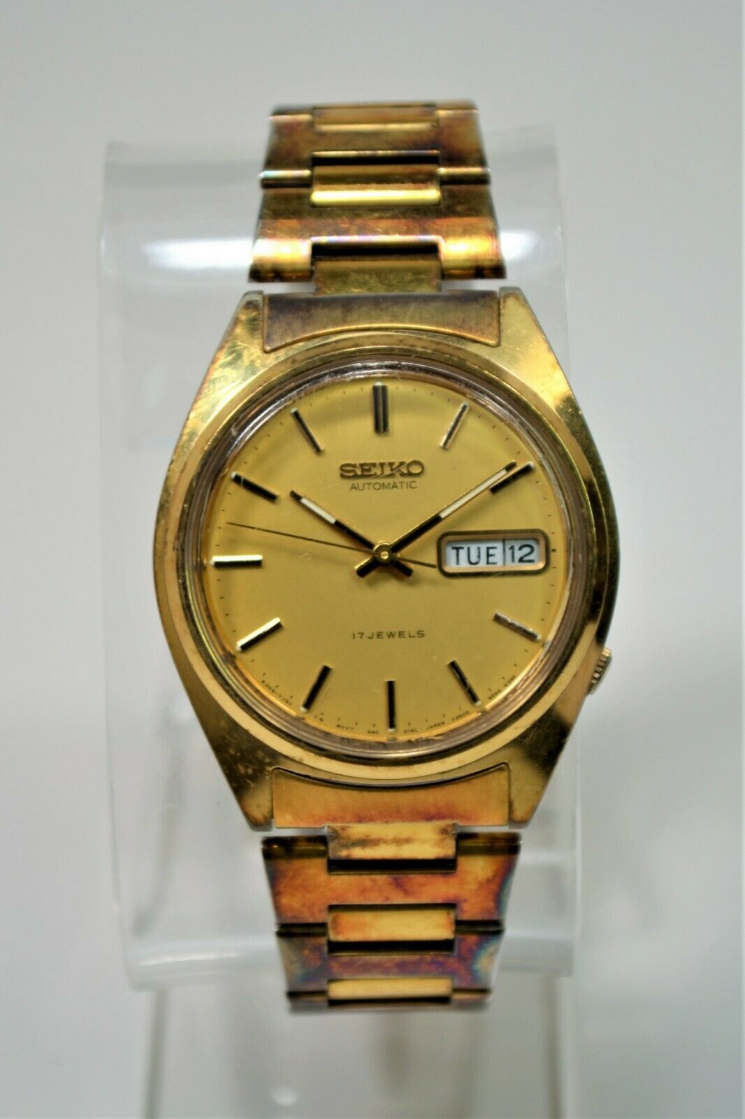 Seiko 6309 - 7159 Gold Tone 17 Jewels Automatic Wristwatch with Day & Date  | WatchCharts