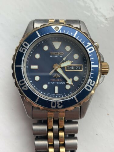 Mens Rare Seiko Kinetic Titanium Sports 200m Divers Watch SKJ048 5M43 ...