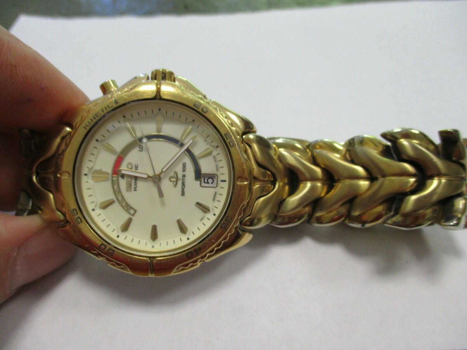 RARE VINTAGE SEIKO KINETIC SPORTS 100 LUMIBRITE 5M42-0B09 DIAL PRE 