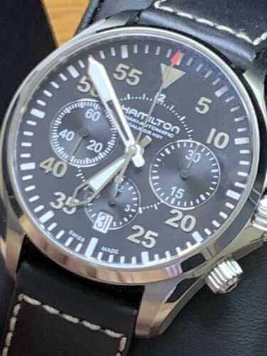HAMILTON KHAKI AVIATION PILOT AUTOMATIC CHRONOGRAPH BLACK WATCH
