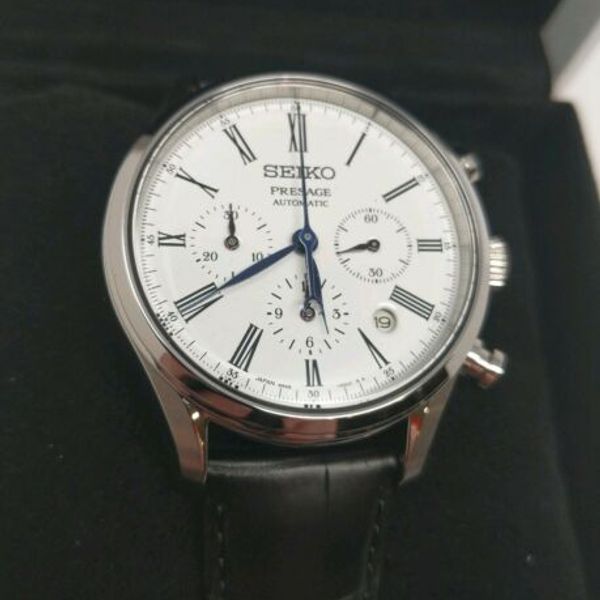 NEW Seiko Presage Automatic Chronograph Enamel Dial Watch SRQ023 ...