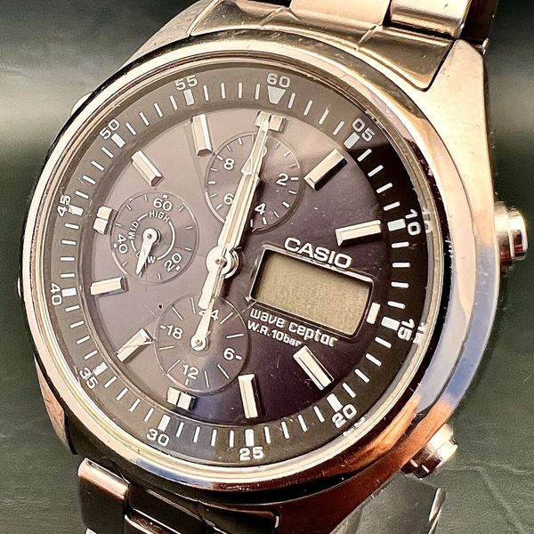 Casio Wave Ceptor WV-500DJ Solar Quartz Stainless Steel Watch For Parts ...