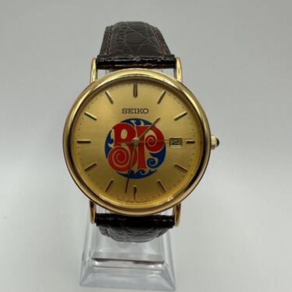 Seiko 7N32-0C10 Quartz Boston Pizza Men's Watch Vintage Date Good