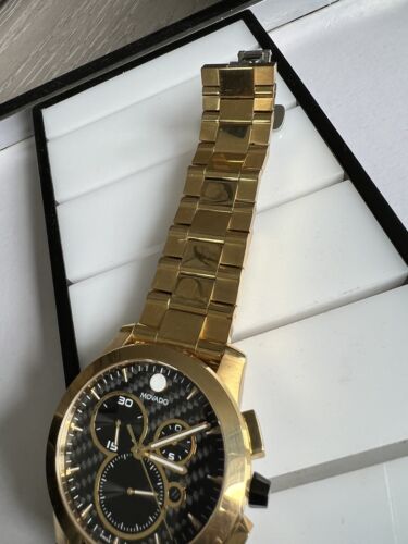 Movado Vizio Yellow Gold Dial WatchCharts Men\'s Marketplace $2795 0607563 Watch Quartz | Retail Black