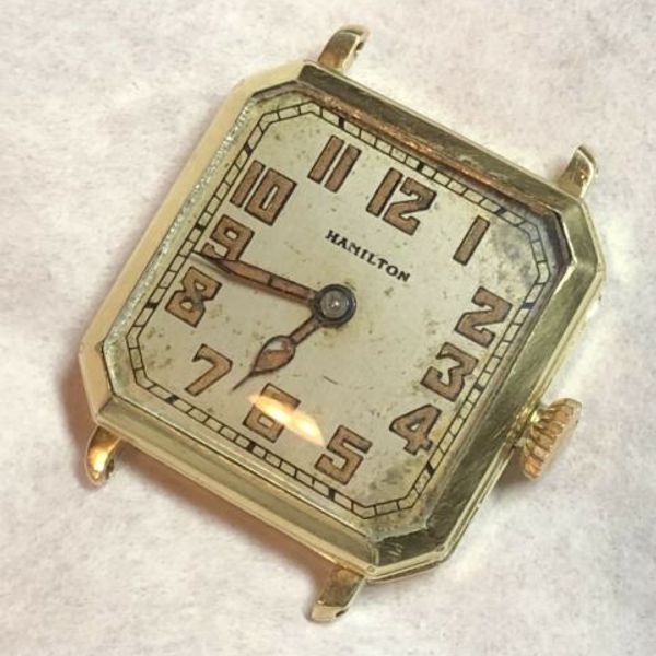 Vintage 1926 Hamilton Square Cut Corner 14K Gold Filled Watch 986a 17J ...
