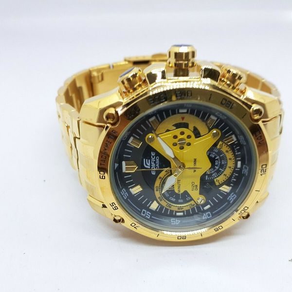 USED Vintage Men s CASIO EDIFICE EF 550 FULL GOLD CHRONOGRAPH Wrist Watch WatchCharts Marketplace