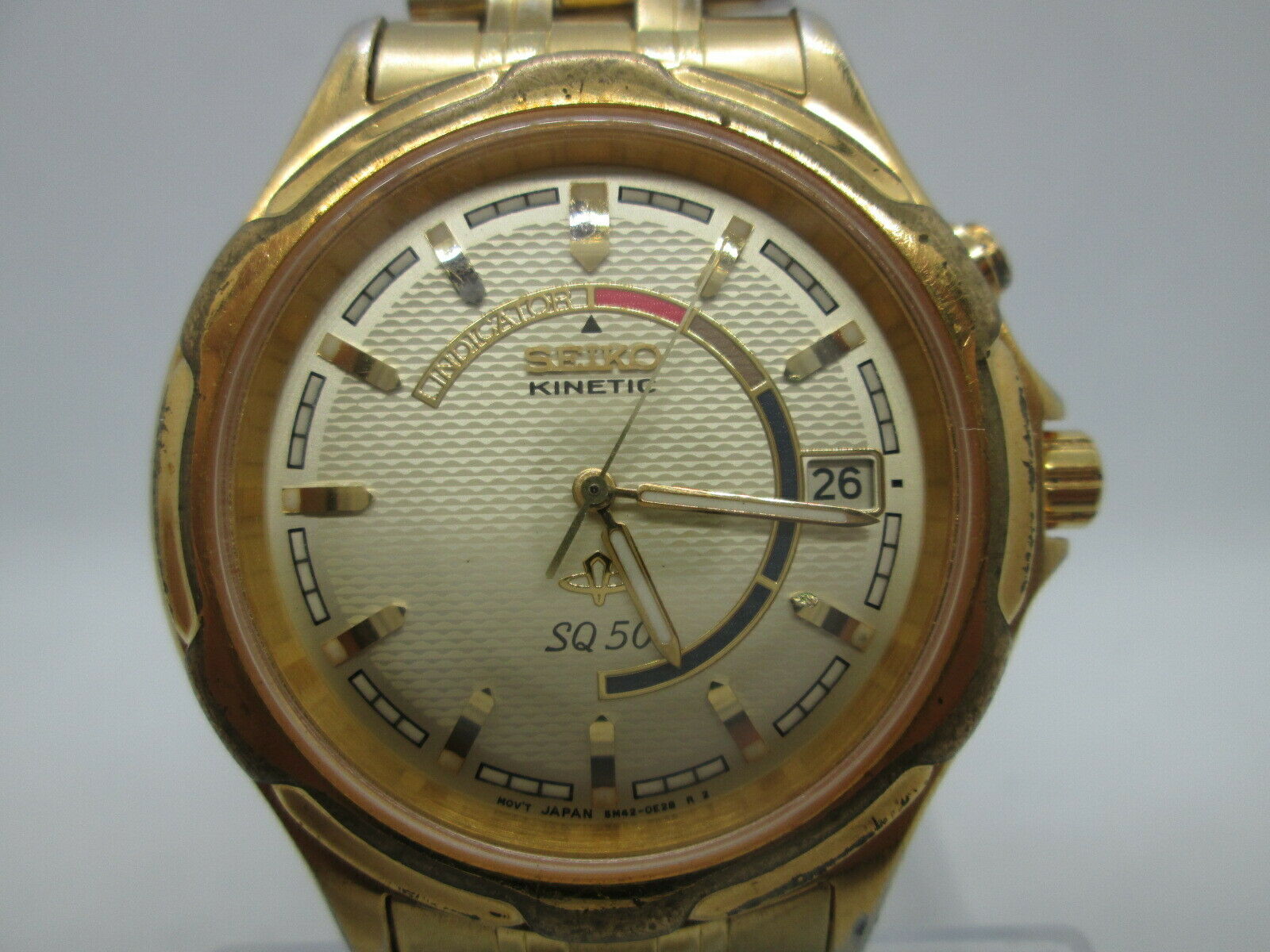 SEIKO KINETIC SQ50 5M42-0C40 DATE GOLDPLATED QUARTZ MENSWATCH