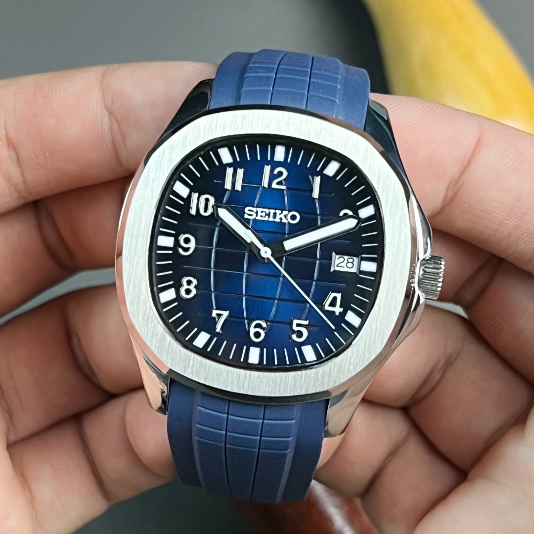 INSTOCK Seiko Aquanaut Blue Modded Watch WatchCharts Marketplace